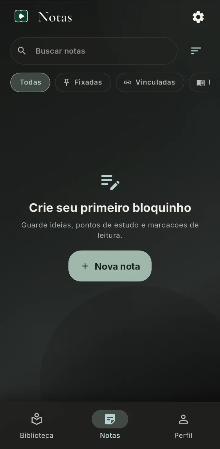Interface do Loa na área de notas.
